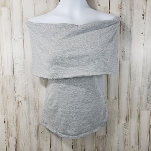 Trouve Womens Top Gray Cowl Neck/Off Shoulder